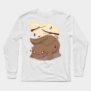 Cute chibi crocodile skink lizard Long Sleeve T-Shirt